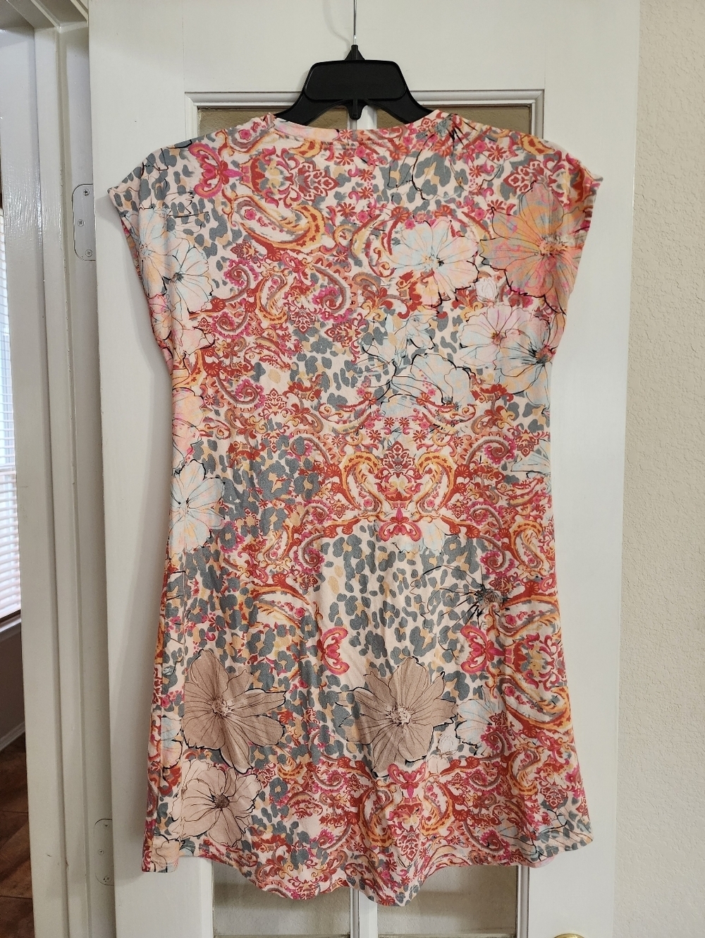Johnny Was Pima Cotton Modal Floral Paisley Cap Sleeve Dress Tunic Sz S - Picture 3 of 9